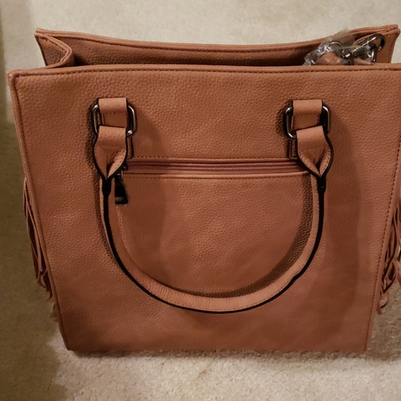 Tan leather purse with fringe - Picture 3 of 4